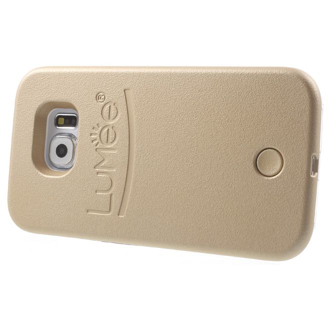 Lumee - Hülle für Samsung Galaxy S6 - Case aus Plastik - mit Selfie LED Licht - gold