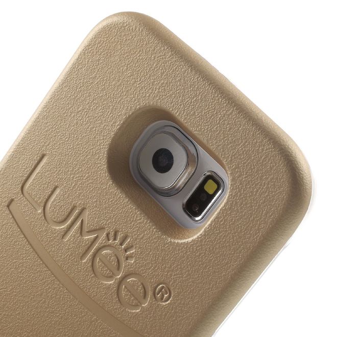 Lumee - Hülle für Samsung Galaxy S6 - Case aus Plastik - mit Selfie LED Licht - gold