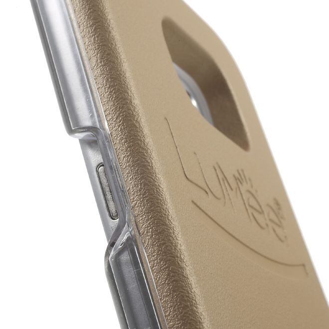 Lumee - Hülle für Samsung Galaxy S6 - Case aus Plastik - mit Selfie LED Licht - gold