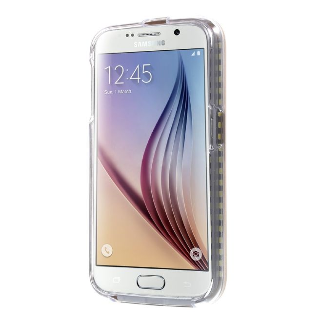 Lumee - Hülle für Samsung Galaxy S6 - Case aus Plastik - mit Selfie LED Licht - gold