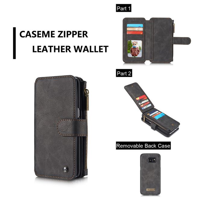 Caseme - Hülle für Samsung Galaxy S7 Edge - Case aus Leder/Plastik - multifunktional - schwarz
