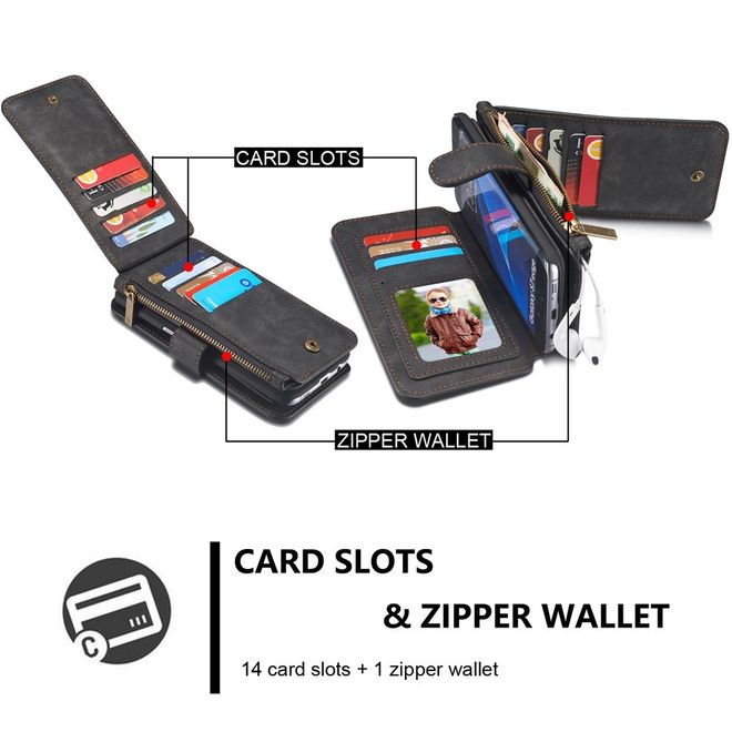Caseme - Hülle für Samsung Galaxy S7 Edge - Case aus Leder/Plastik - multifunktional - schwarz