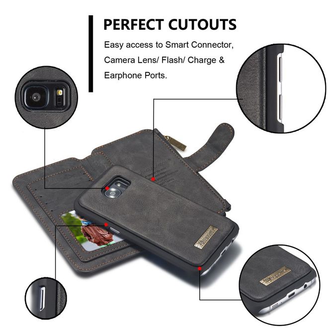 Caseme - Hülle für Samsung Galaxy S7 Edge - Case aus Leder/Plastik - multifunktional - schwarz