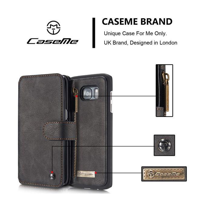 Caseme - Hülle für Samsung Galaxy S7 Edge - Case aus Leder/Plastik - multifunktional - schwarz