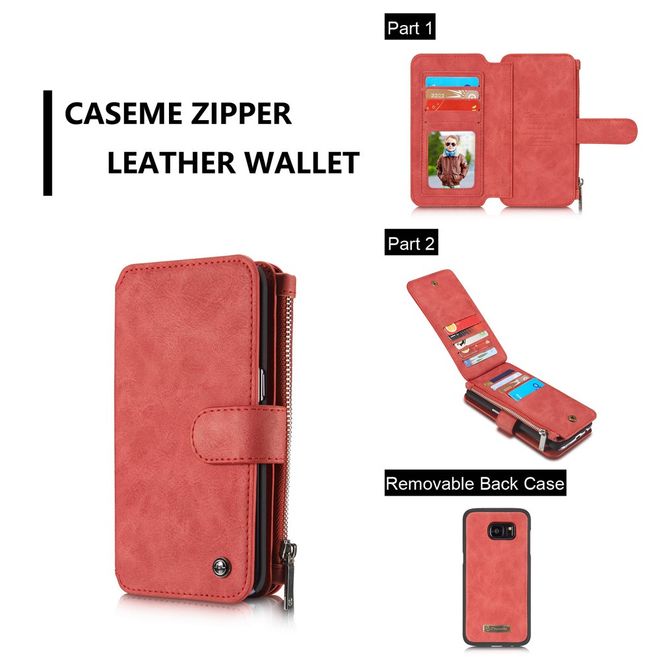 Caseme - Hülle für Samsung Galaxy S7 Edge - Case aus Leder/Plastik - multifunktional - rot
