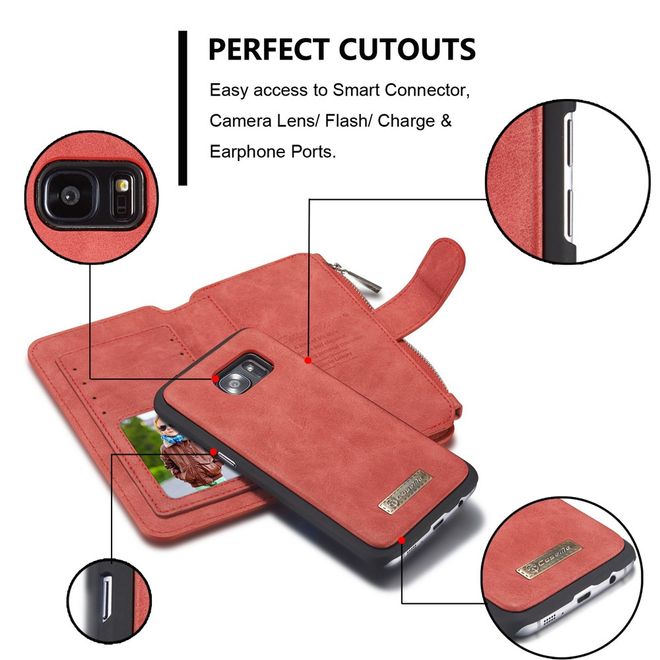 Caseme - Hülle für Samsung Galaxy S7 Edge - Case aus Leder/Plastik - multifunktional - rot