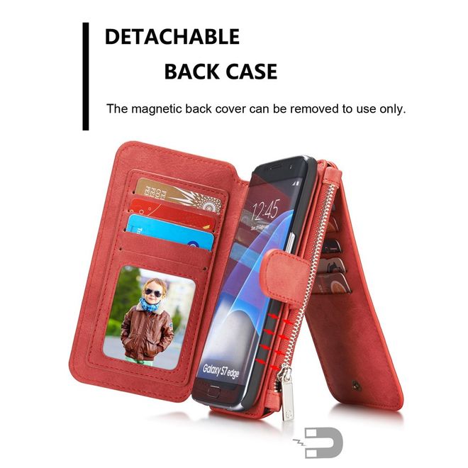 Caseme - Hülle für Samsung Galaxy S7 Edge - Case aus Leder/Plastik - multifunktional - rot