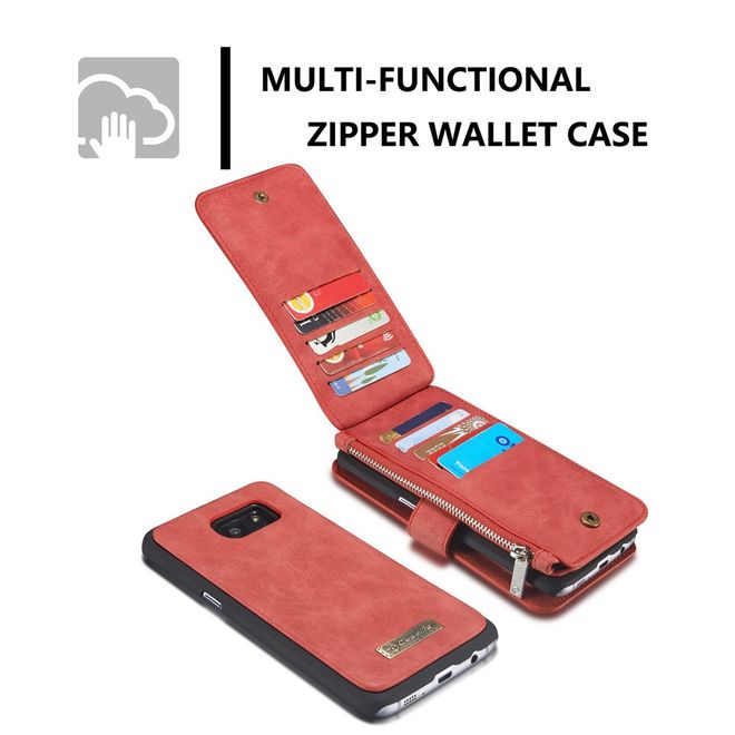 Caseme - Hülle für Samsung Galaxy S7 Edge - Case aus Leder/Plastik - multifunktional - rot