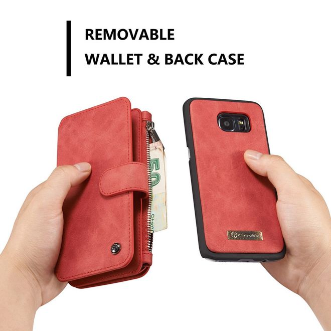 Caseme - Hülle für Samsung Galaxy S7 Edge - Case aus Leder/Plastik - multifunktional - rot