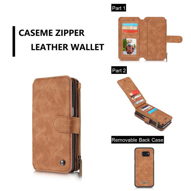 Caseme - Hülle für Samsung Galaxy S7 Edge - Case aus Leder/Plastik - multifunktional - braun