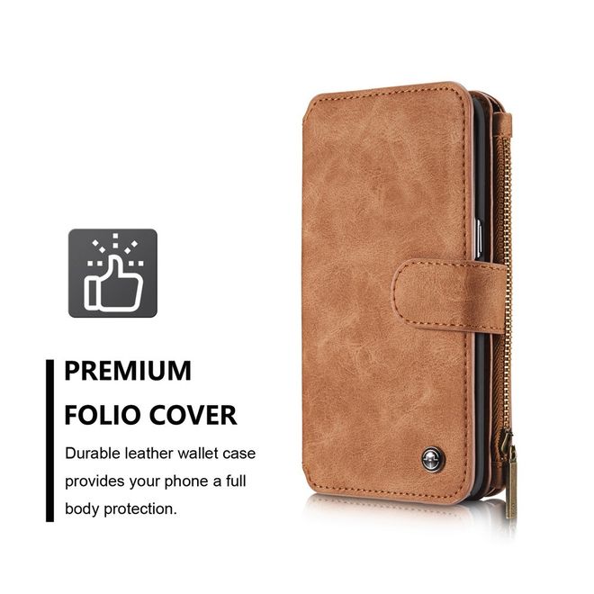 Caseme - Hülle für Samsung Galaxy S7 Edge - Case aus Leder/Plastik - multifunktional - braun