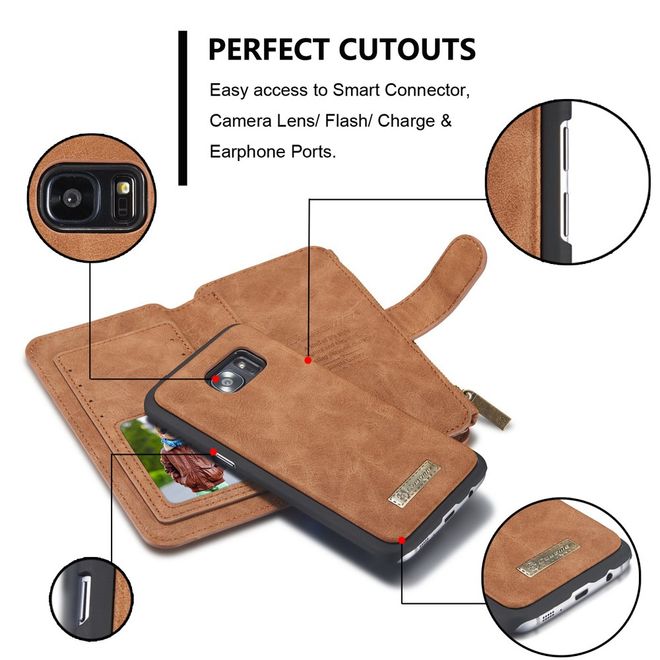 Caseme - Hülle für Samsung Galaxy S7 Edge - Case aus Leder/Plastik - multifunktional - braun
