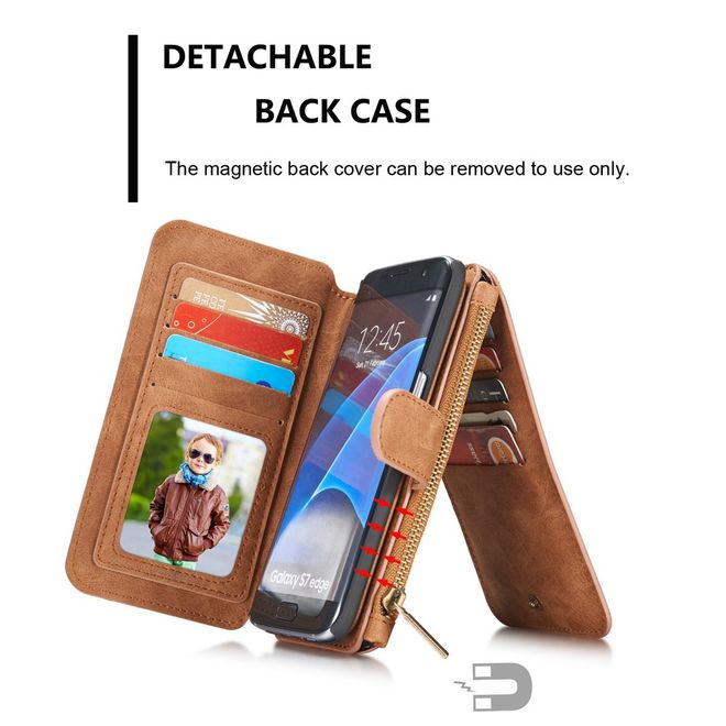 Caseme - Hülle für Samsung Galaxy S7 Edge - Case aus Leder/Plastik - multifunktional - braun