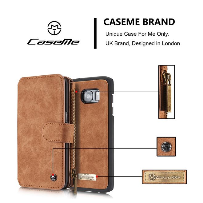 Caseme - Hülle für Samsung Galaxy S7 Edge - Case aus Leder/Plastik - multifunktional - braun