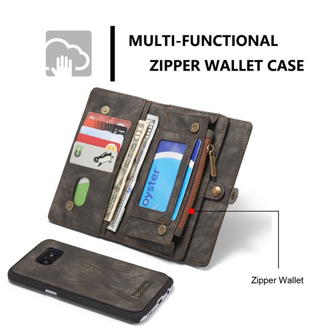 Caseme - Samsung Galaxy S7 Edge Hülle - Case aus Leder/Plastik - Retrostyle - abnehmbares Plastik Cover - schwarz