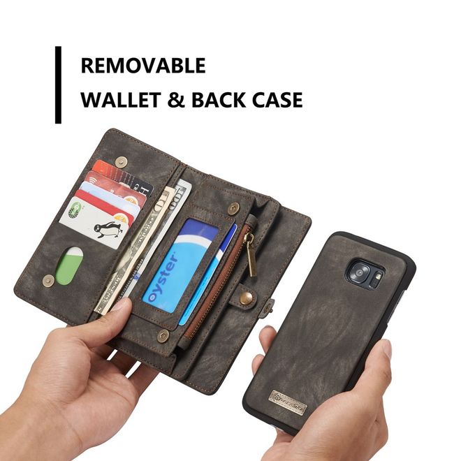 Caseme - Samsung Galaxy S7 Edge Hülle - Case aus Leder/Plastik - Retrostyle - abnehmbares Plastik Cover - schwarz