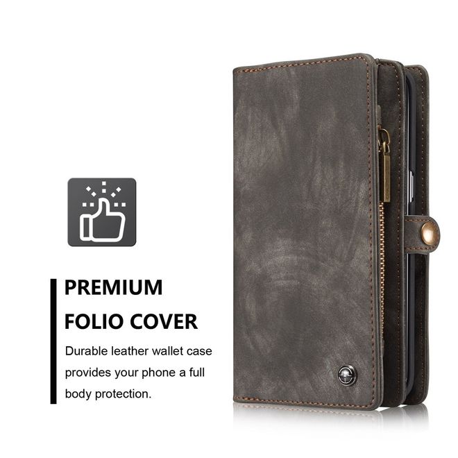 Caseme - Samsung Galaxy S7 Edge Hülle - Case aus Leder/Plastik - Retrostyle - abnehmbares Plastik Cover - schwarz