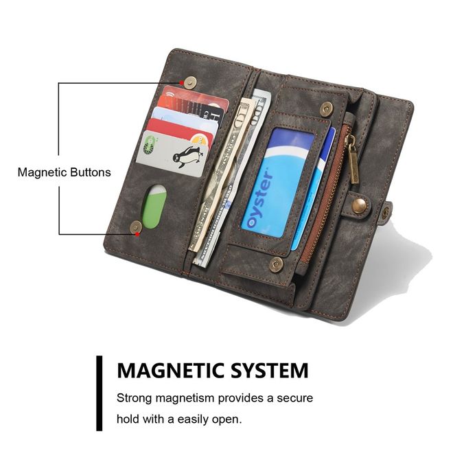 Caseme - Samsung Galaxy S7 Edge Hülle - Case aus Leder/Plastik - Retrostyle - abnehmbares Plastik Cover - schwarz