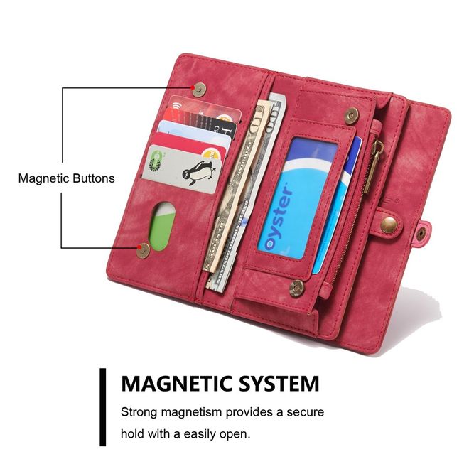Caseme - Samsung Galaxy S7 Edge Hülle - Case aus Leder/Plastik - Retrostyle - abnehmbares Plastik Cover - rot