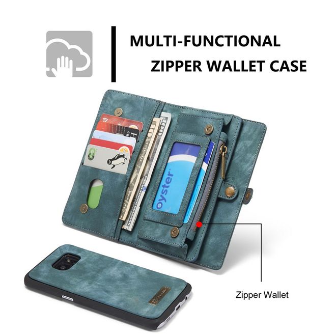 Caseme - Samsung Galaxy S7 Edge Hülle - Case aus Leder/Plastik - Retrostyle - abnehmbares Plastik Cover - blau