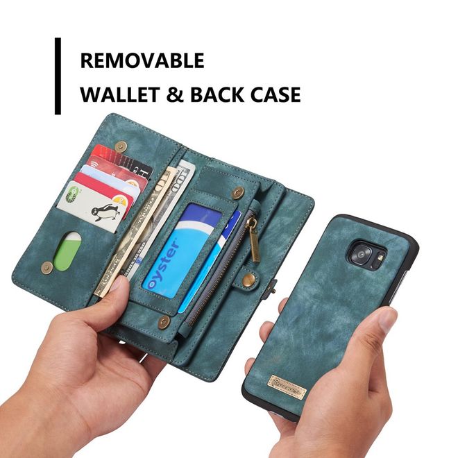 Caseme - Samsung Galaxy S7 Edge Hülle - Case aus Leder/Plastik - Retrostyle - abnehmbares Plastik Cover - blau