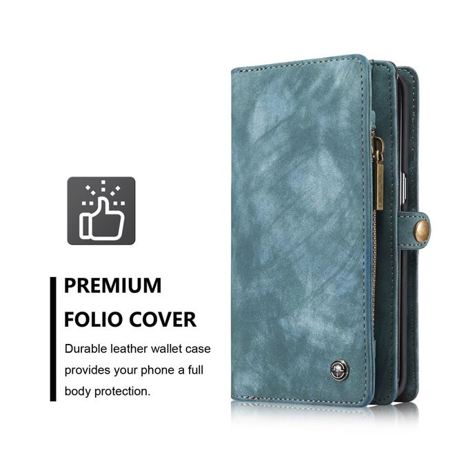 Caseme - Samsung Galaxy S7 Edge Hülle - Case aus Leder/Plastik - Retrostyle - abnehmbares Plastik Cover - blau