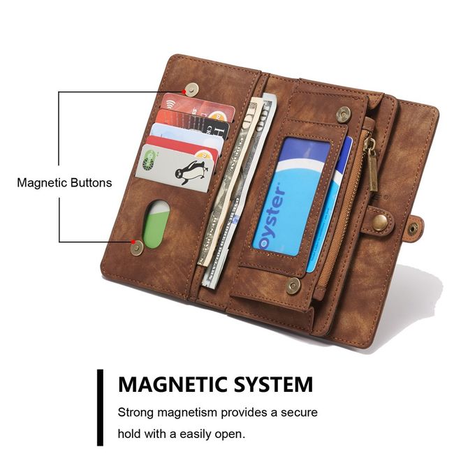 Caseme - Samsung Galaxy S7 Edge Hülle - Case aus Leder/Plastik - Retrostyle - abnehmbares Plastik Cover - braun