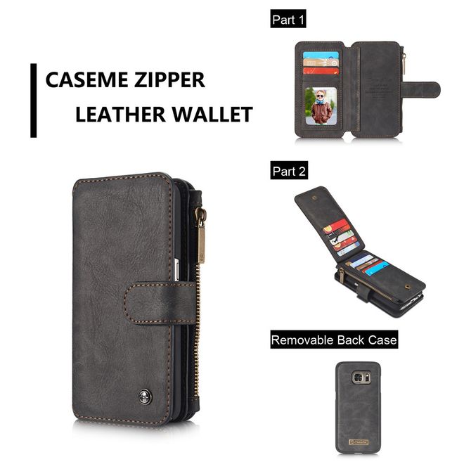 Caseme - Hülle für Samsung Galaxy S7 - Case aus Leder/Plastik - multifunktional - schwarz