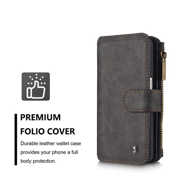 Caseme - Hülle für Samsung Galaxy S7 - Case aus Leder/Plastik - multifunktional - schwarz