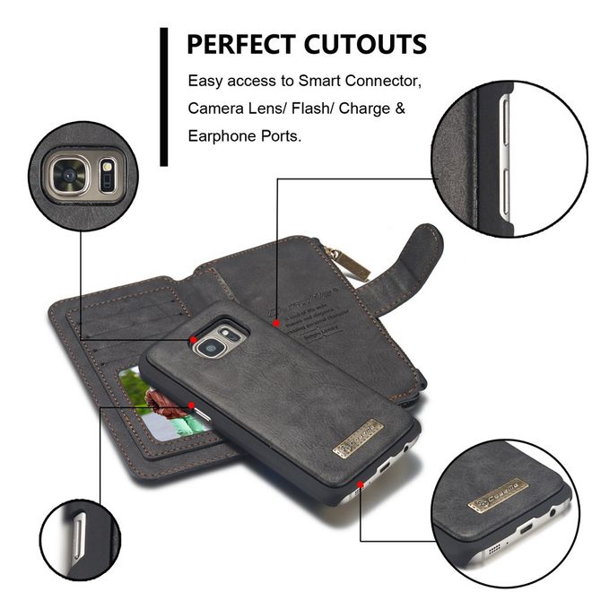 Caseme - Hülle für Samsung Galaxy S7 - Case aus Leder/Plastik - multifunktional - schwarz
