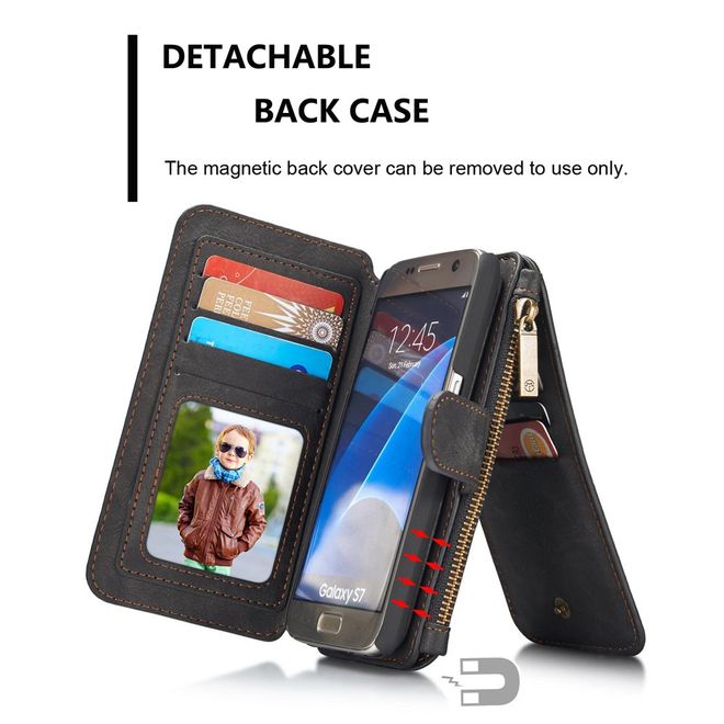 Caseme - Hülle für Samsung Galaxy S7 - Case aus Leder/Plastik - multifunktional - schwarz
