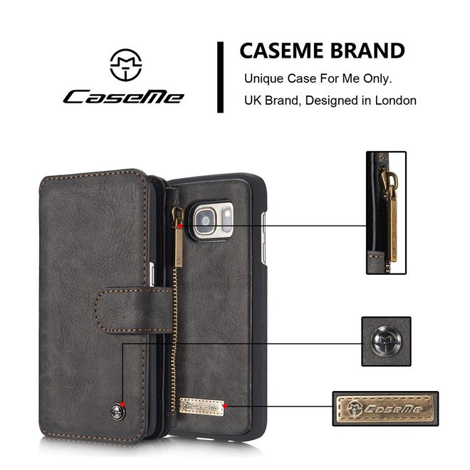 Caseme - Hülle für Samsung Galaxy S7 - Case aus Leder/Plastik - multifunktional - schwarz