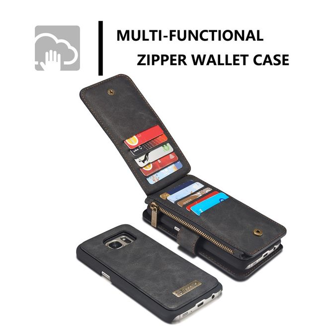 Caseme - Hülle für Samsung Galaxy S7 - Case aus Leder/Plastik - multifunktional - schwarz