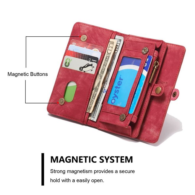 Caseme - Samsung Galaxy S7 Hülle - Case aus Leder/Plastik - Retrostyle - abnehmbares Plastik Cover - rot