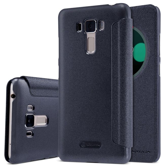 Nillkin - Hülle für Asus Zenfone 3 Laser (ZC551KL) - Case aus Leder - mit rundem Fenster - Sparkle Series - schwarz