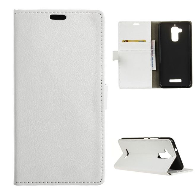 Hülle für Asus Zenfone 3 Max  - Case aus Leder - mit Litchitextur und Standfunktion - weiss