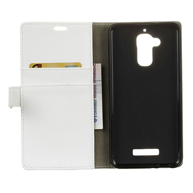 Hülle für Asus Zenfone 3 Max  - Case aus Leder - mit Litchitextur und Standfunktion - weiss