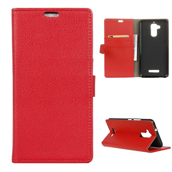 Hülle für Asus Zenfone 3 Max  - Case aus Leder - mit Litchitextur und Standfunktion - rot