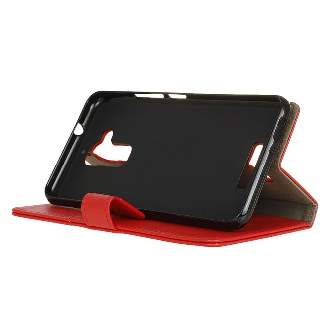 Hülle für Asus Zenfone 3 Max  - Case aus Leder - mit Litchitextur und Standfunktion - rot