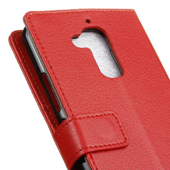 Hülle für Asus Zenfone 3 Max  - Case aus Leder - mit Litchitextur und Standfunktion - rot