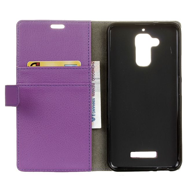 Hülle für Asus Zenfone 3 Max  - Case aus Leder - mit Litchitextur und Standfunktion - purpur