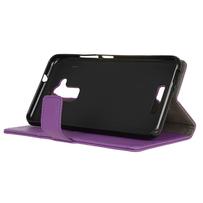 Hülle für Asus Zenfone 3 Max  - Case aus Leder - mit Litchitextur und Standfunktion - purpur