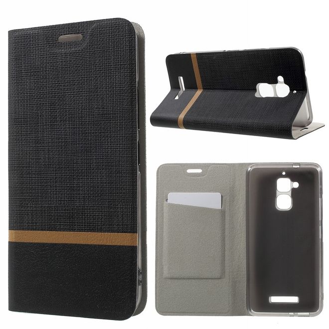 Asus Zenfone 3 Max  Handy Hülle - Cover aus Leder - mit Kreuzmuster - schwarz
