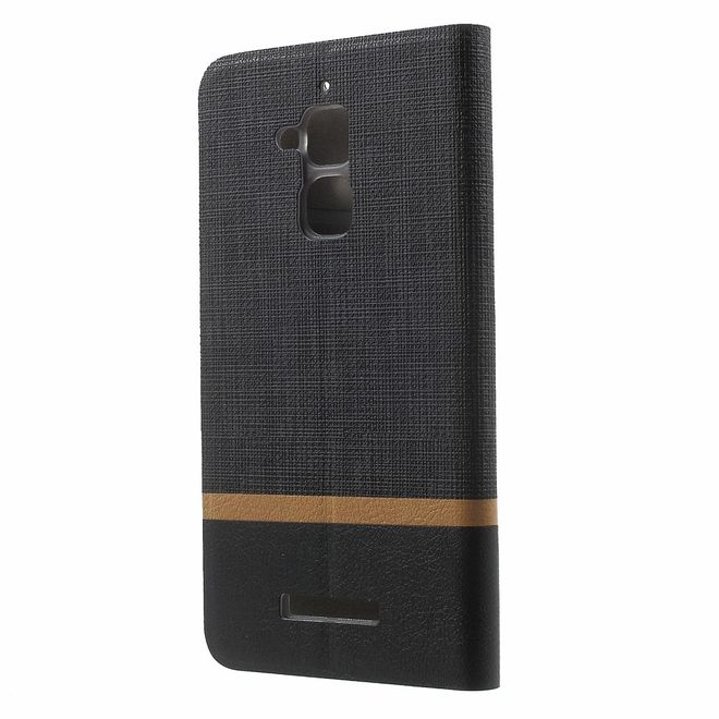 Asus Zenfone 3 Max  Handy Hülle - Cover aus Leder - mit Kreuzmuster - schwarz