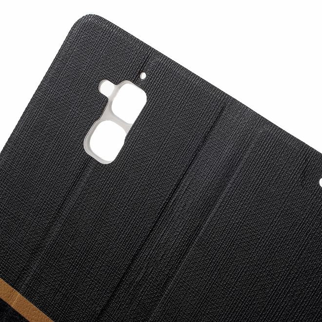 Asus Zenfone 3 Max  Handy Hülle - Cover aus Leder - mit Kreuzmuster - schwarz