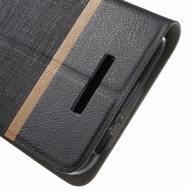 Asus Zenfone 3 Max  Handy Hülle - Cover aus Leder - mit Kreuzmuster - schwarz