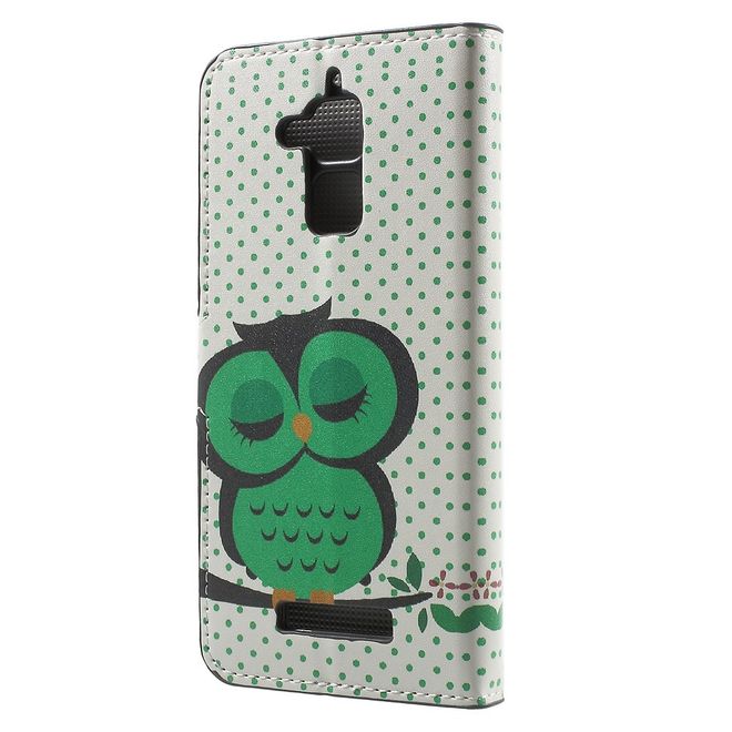 Asus Zenfone 3 Max  Handy Case - Hülle aus Leder - schlafende Eule