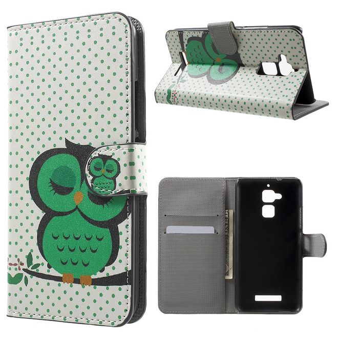 Asus Zenfone 3 Max  Handy Case - Hülle aus Leder - schlafende Eule