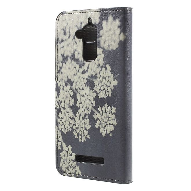 Asus Zenfone 3 Max  Handy Case - Hülle aus Leder - weisse Blumen