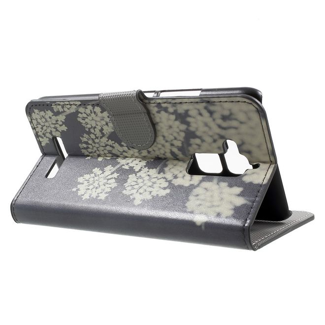 Asus Zenfone 3 Max  Handy Case - Hülle aus Leder - weisse Blumen